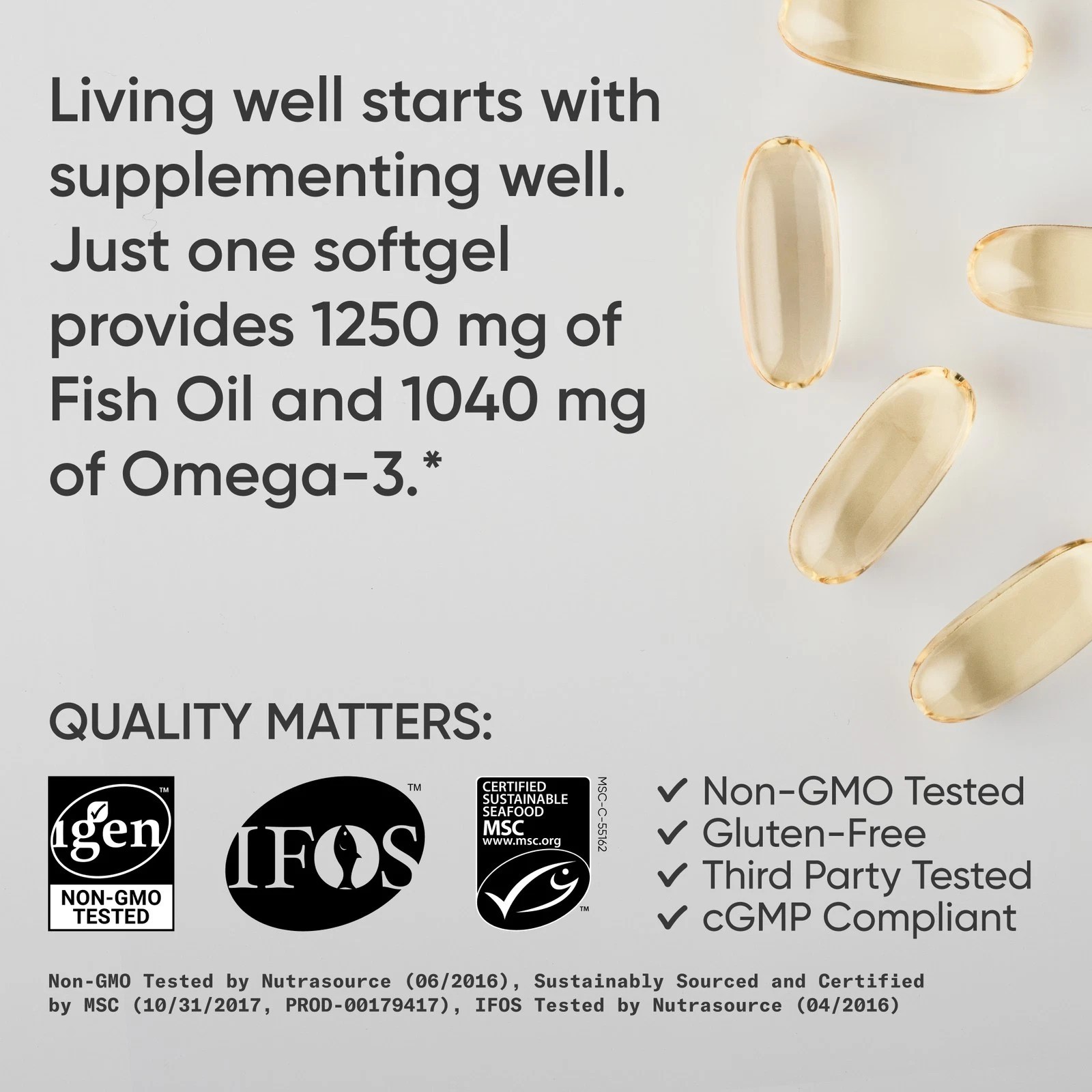 Triple Strength Omega 3 Fish Oil Burpless Supplement EPA DHA Fatty Acids 90 ct