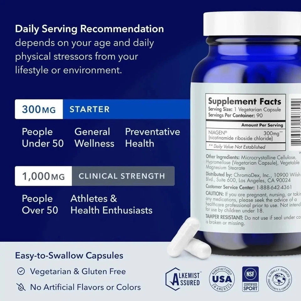 300mg NAD+ Booster: Patented Nicotinamide Riboside for Cellular Energy, Healthy