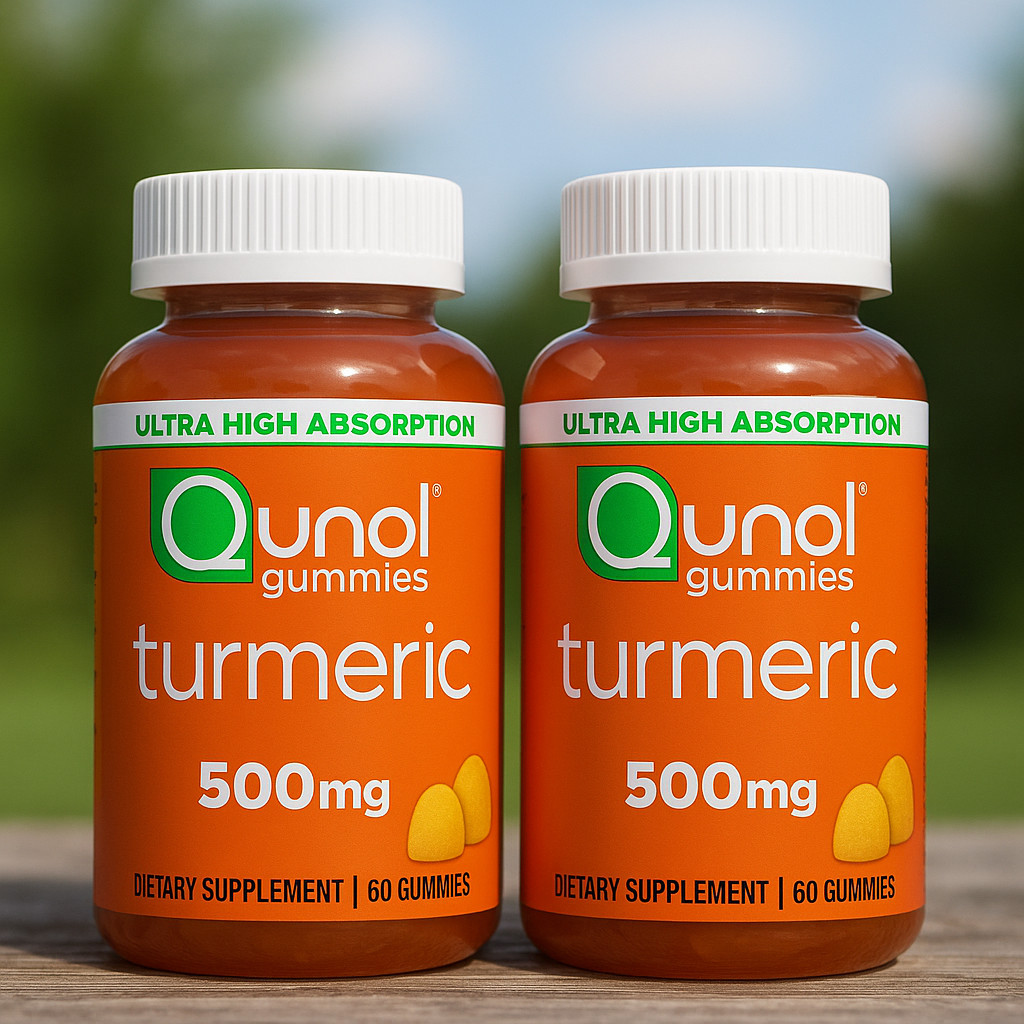 2x Qunol gummies Turmeric 500mg | 60 Gummies | Rich Tangerine Flavor | 2 PACK |