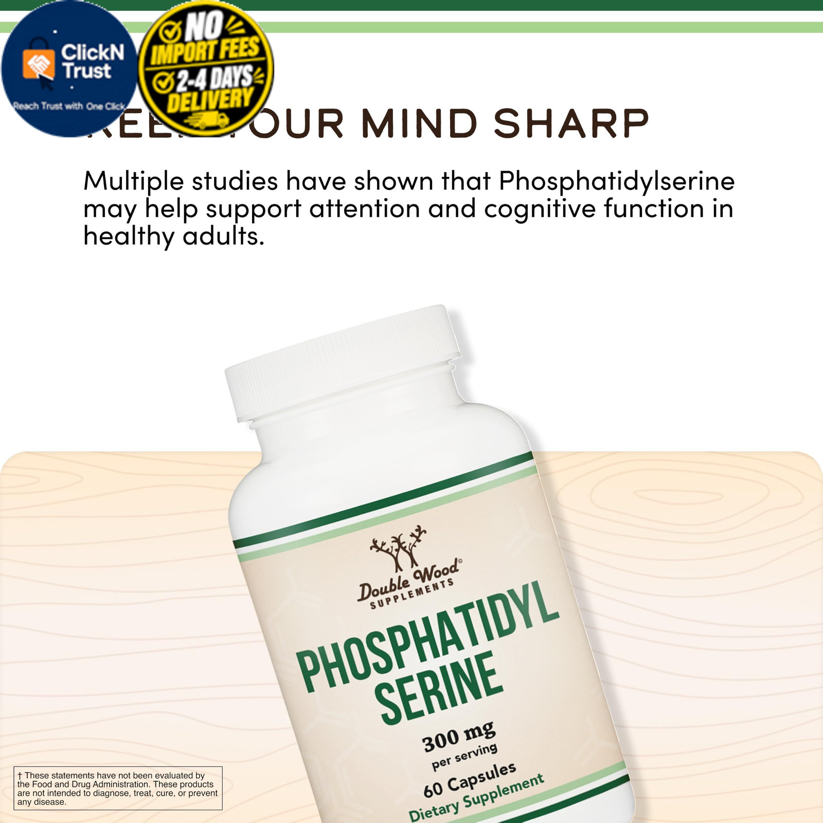 PhosphatidylSerine Supplement 300mg Per Serving, 60 60 Count (Pack of 1)