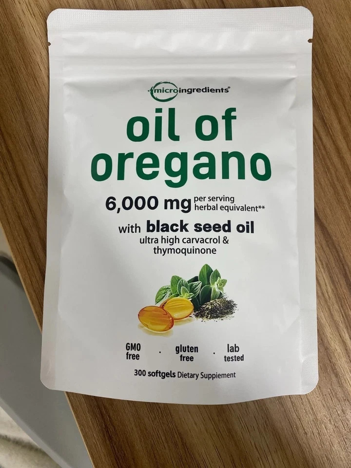 3 Pack Oil of Oregano with Black Seed Oil, 300 Softgels NEW Microingredients.-