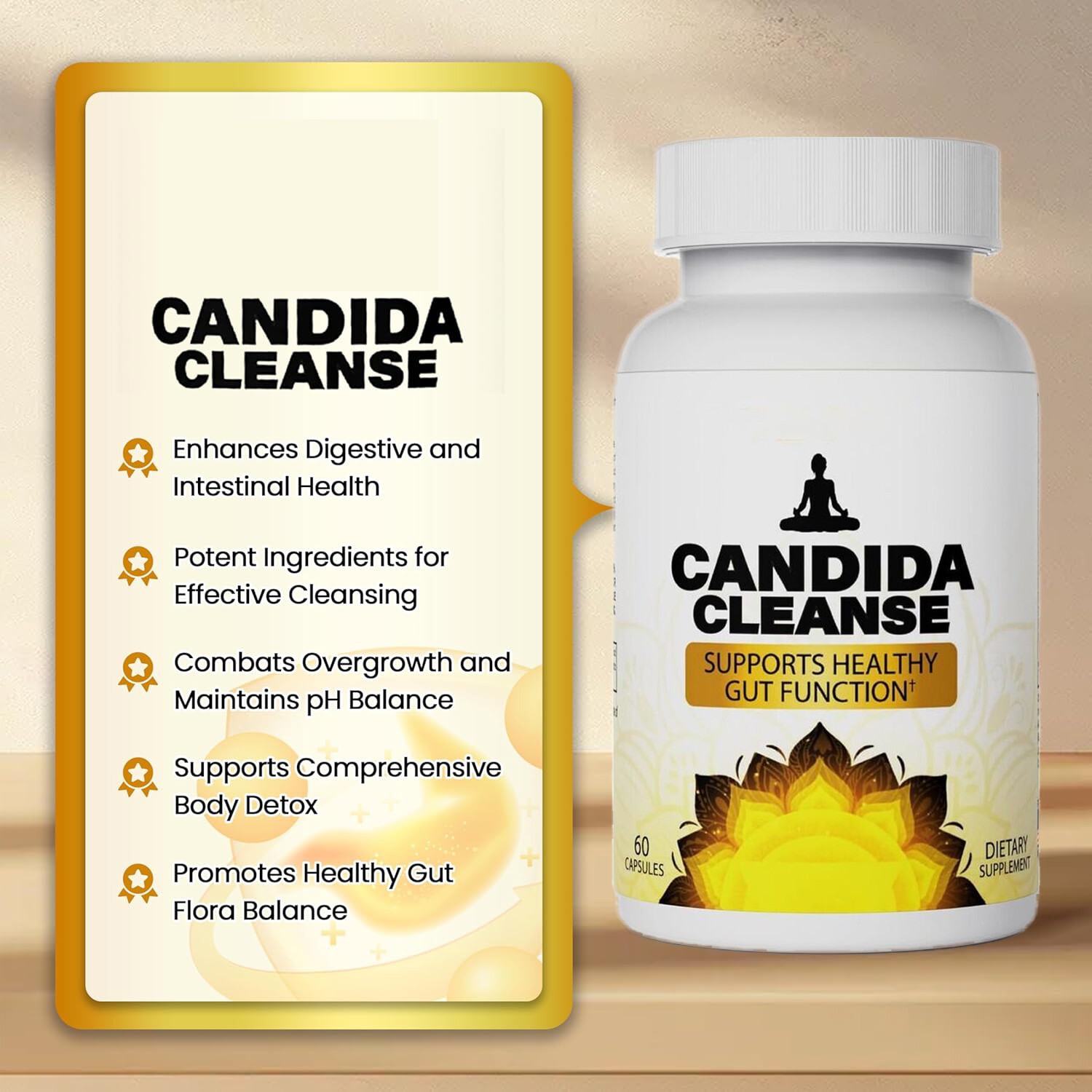 Candida Cleanse Gut & Colon Support 60 Capsules For Women & Men – US