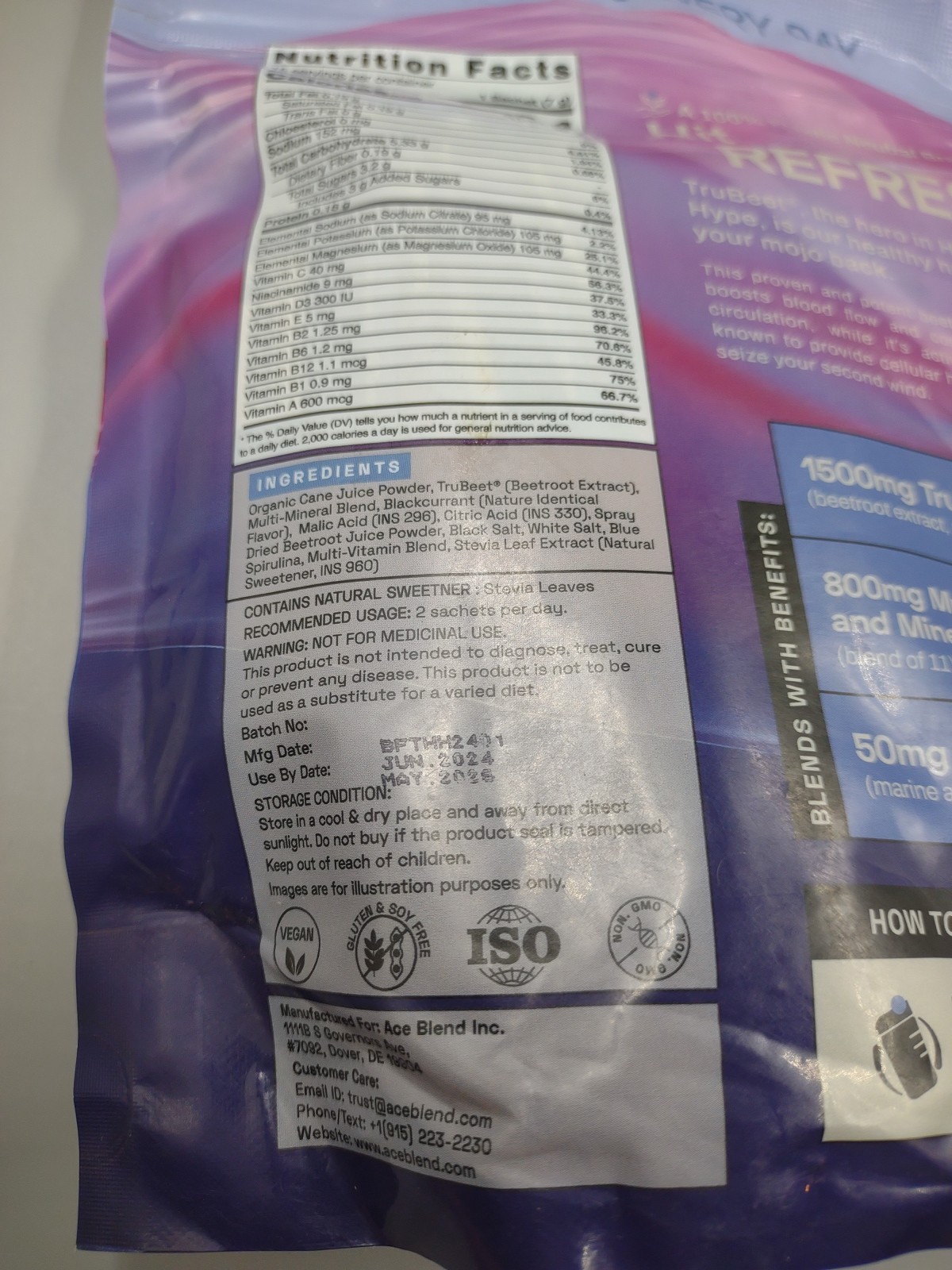 Lot Of 4 TruBeet Hydro Hype Sachets ~ 15 Per Bag ~ Expire 05/26
