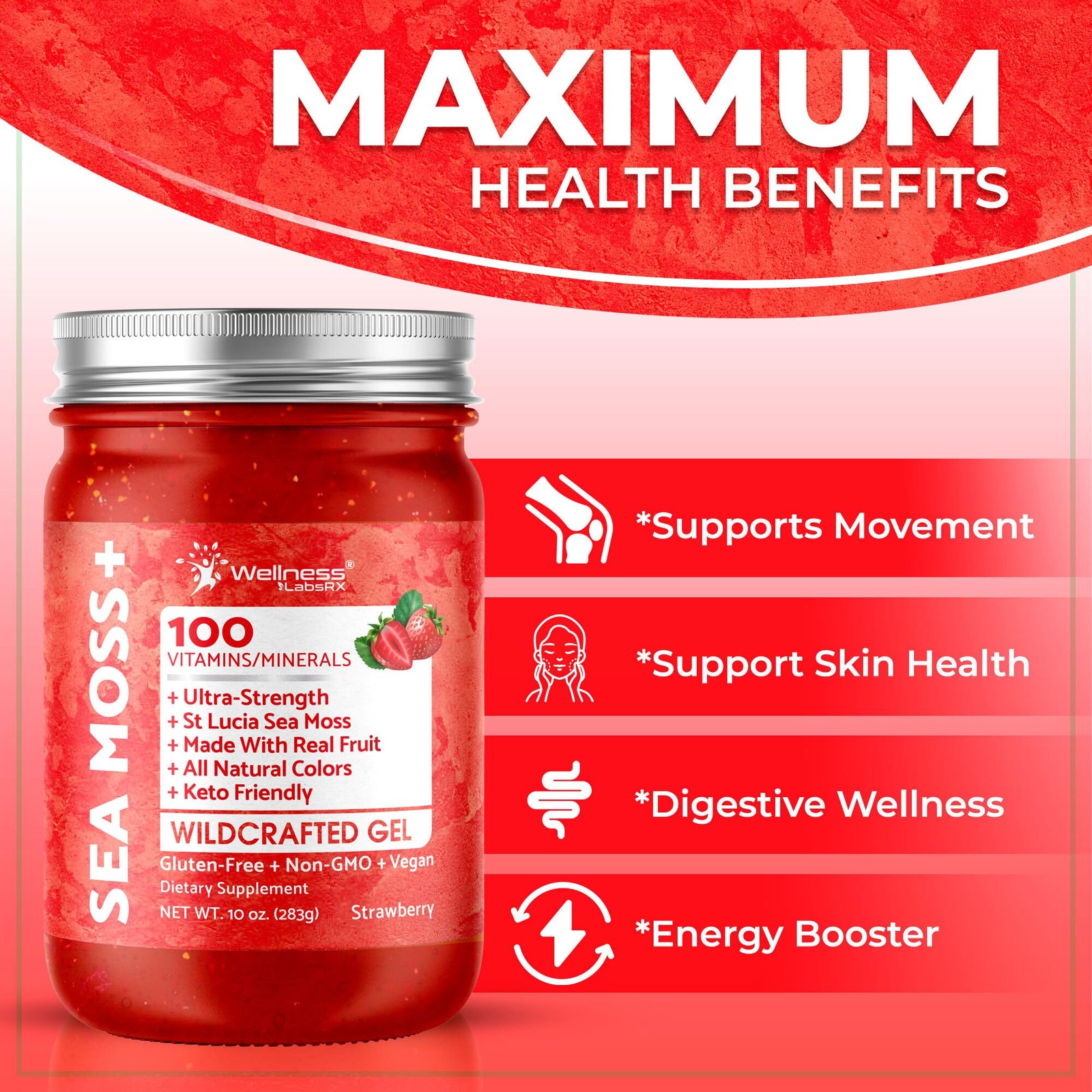 Sea Moss Gel Wildcrafted Seamoss Gel Superfood Strawberry Flavor Irish Sea …