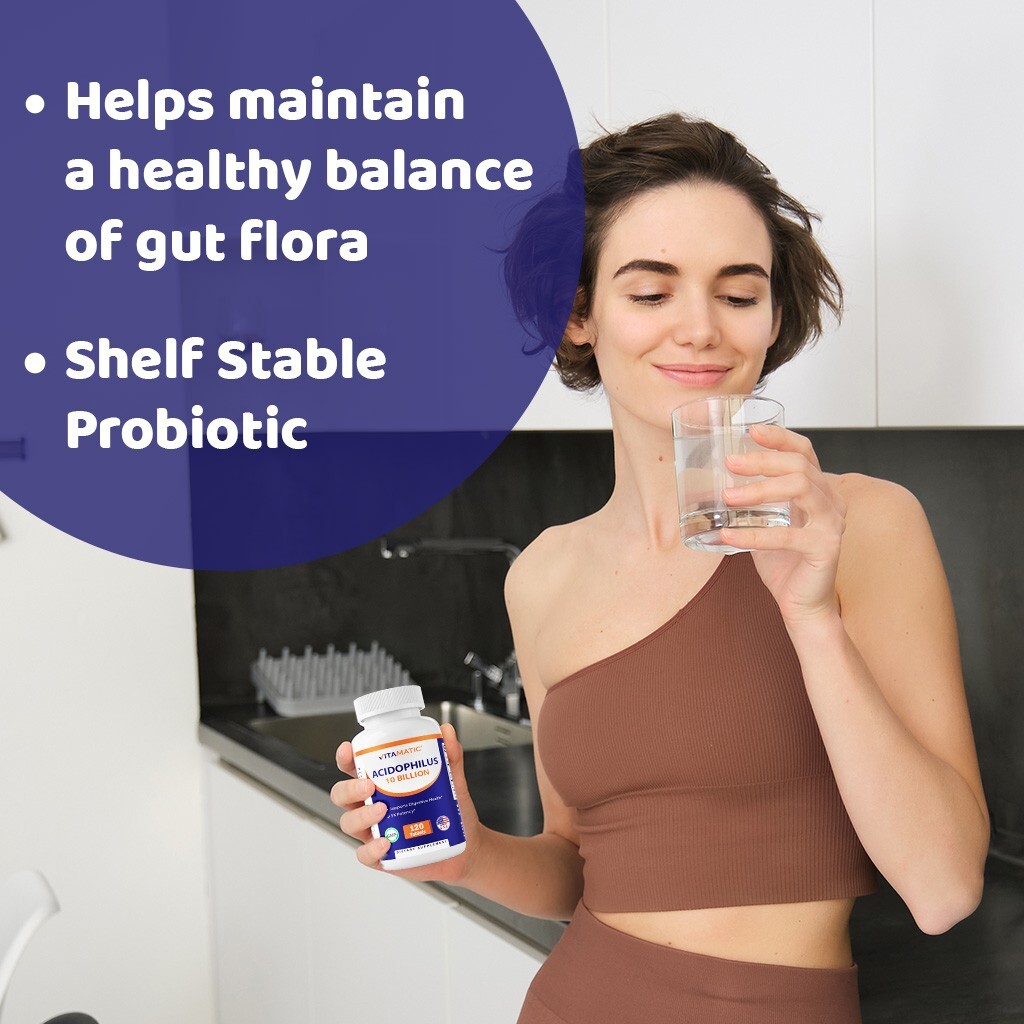 Vitamatic Acidophilus Probiotic – 10 Billion CFU – 5X Potency – 120 Tablets