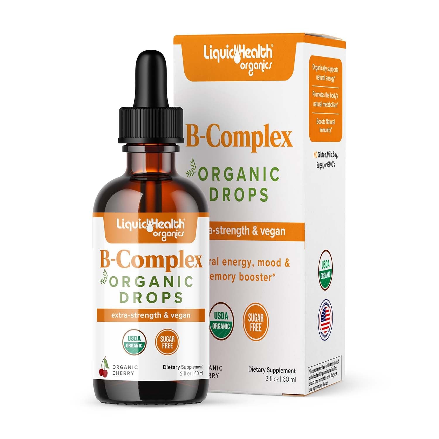 LIQUIDHEALTH USDA Organic Vitamin B Complex Drops for Men 2 Fl Oz (Pack of 1)