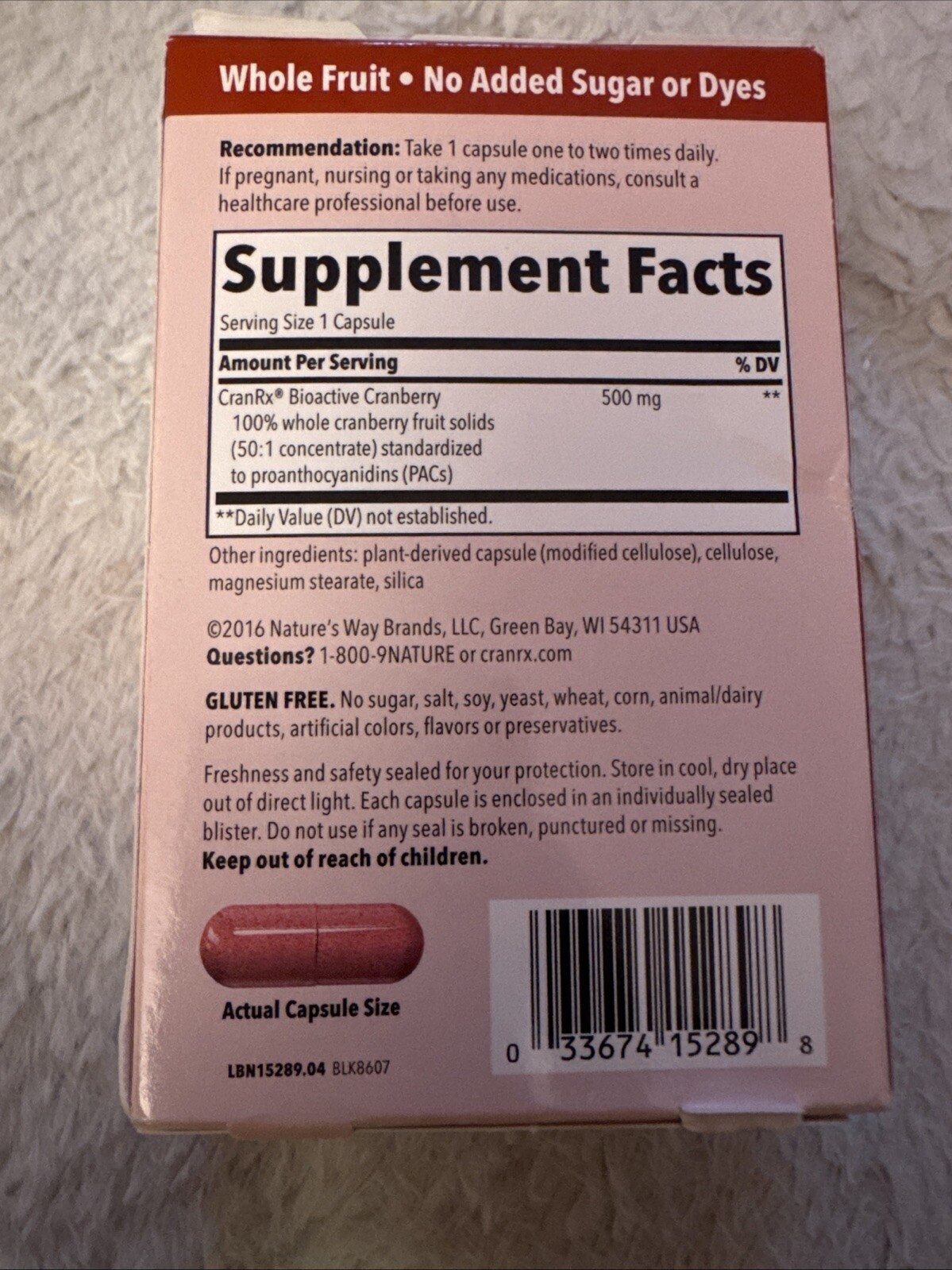 Natures Way CranRx URINARY HEALTH bioActive Cranberry 30 CAPSULES 07/2026