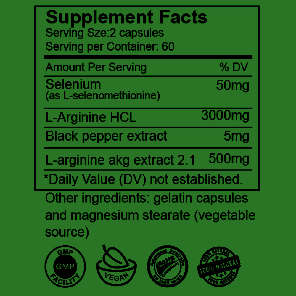 L-Arginine 3000mg Muscle Strength, Pump Testosterone Boost Men’s Health & Energy