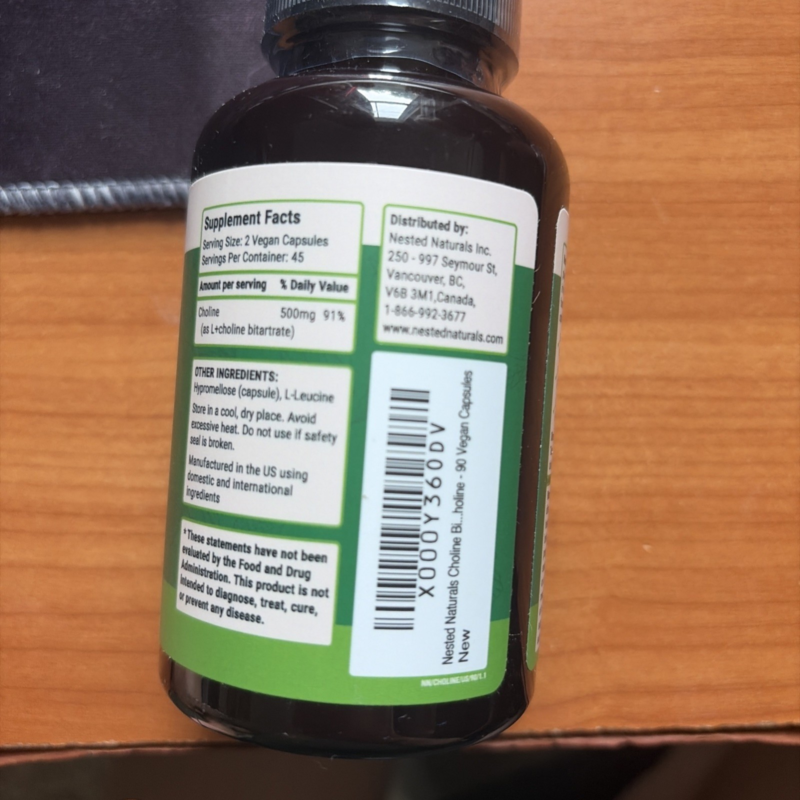 Nested Naturals Choline Bitartrate 500mg Per 90 Count (Pack of 1), Off-white