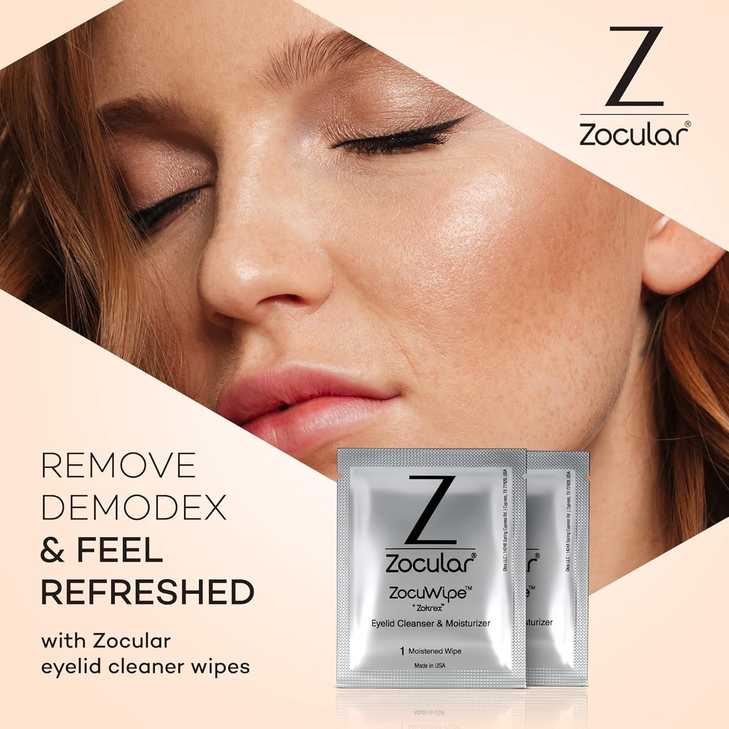 Zocular ZocuWipe Eyelid Cleansing Wipes with Natural Okra Complex – Gentle Daily