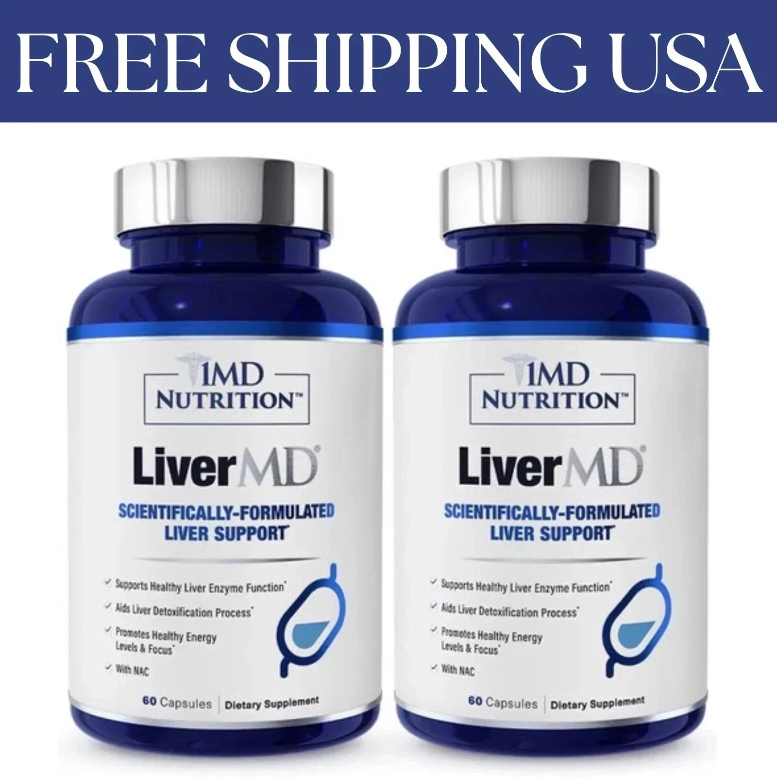 2 Packs 1MD Nutrition LiverMD – Liver Support Supplement New |