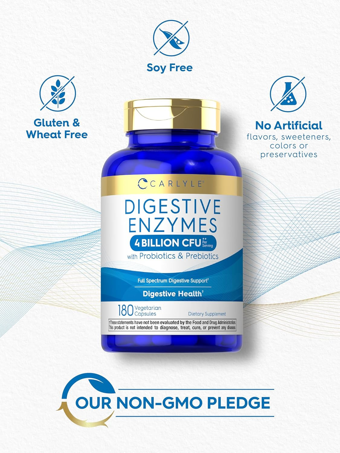 Digestive Enzymes | with Probiotics & Prebiotics | 180 Capsules | Non-Gmo and Gl