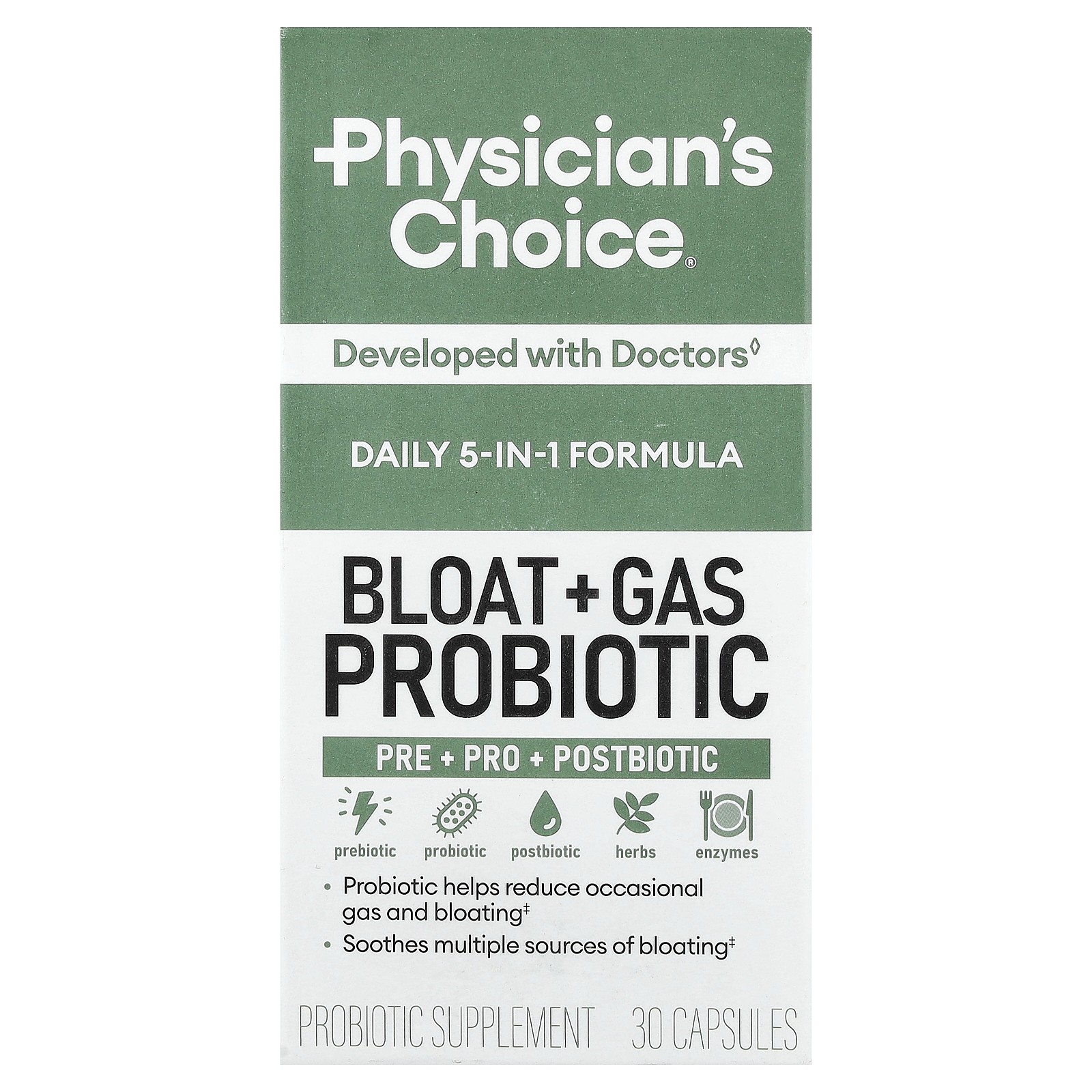 Bloat + Gas Probiotic, 30 Capsules
