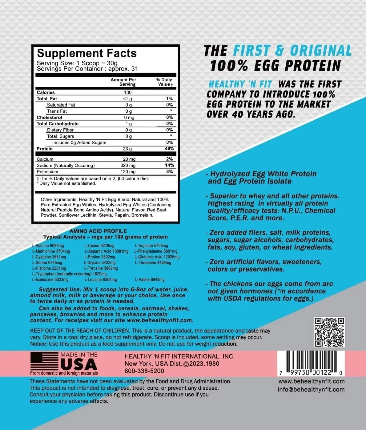 Healthy N Fit 100% Egg Protein – Strawberry – 2 lb (907 g) – Pack of 2