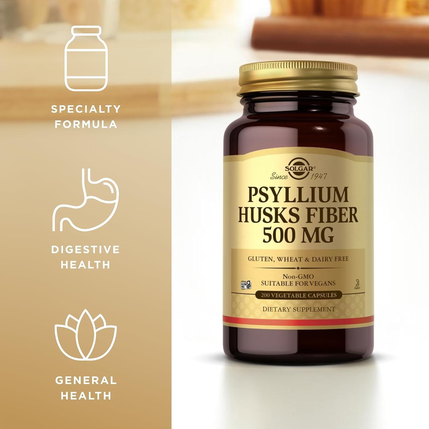 Psyllium Husks Fiber Capsules – 200 Ct for Digestive Health