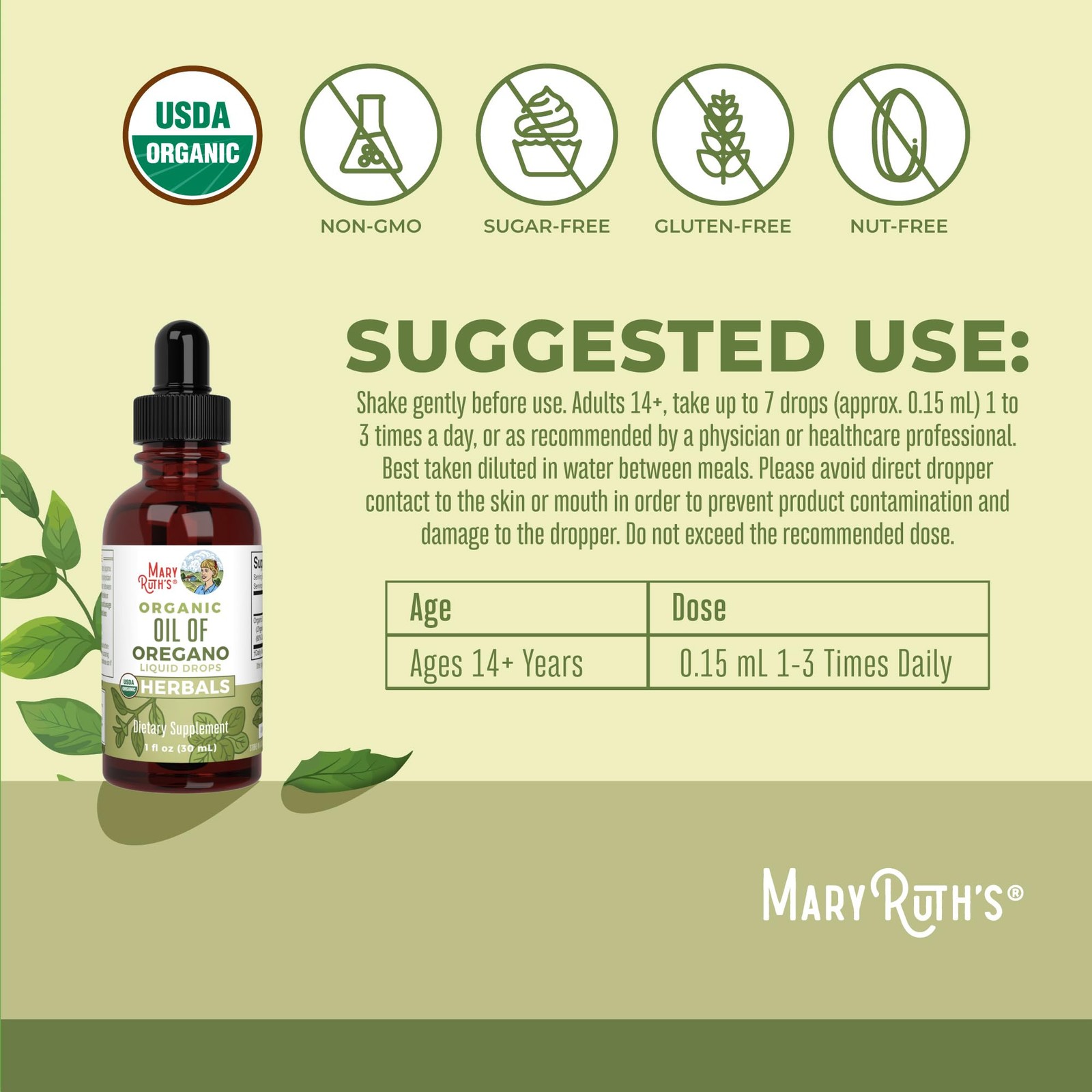 Premium rganics Oregano Oil Month | 6 Drops Supply | USDA Organic Oil of Or… P