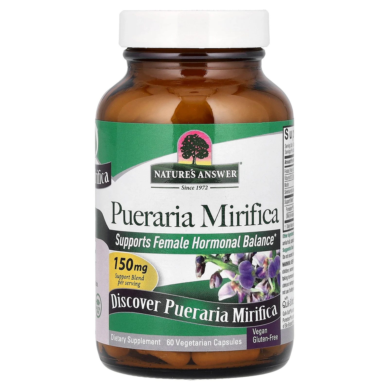 Nature s Answer Pueraria Mirifica 150 mg 60 Vegetarian Capsules Cruelty-Free,