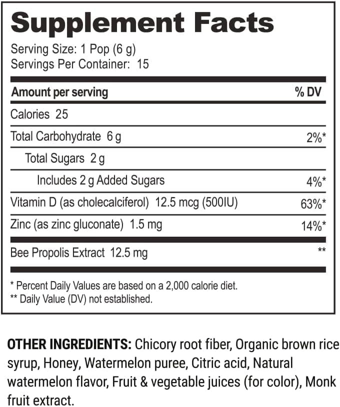 Kids Throat Soothing Watermelon Lollipops, by Beekeeper’s Naturals – 15 Count