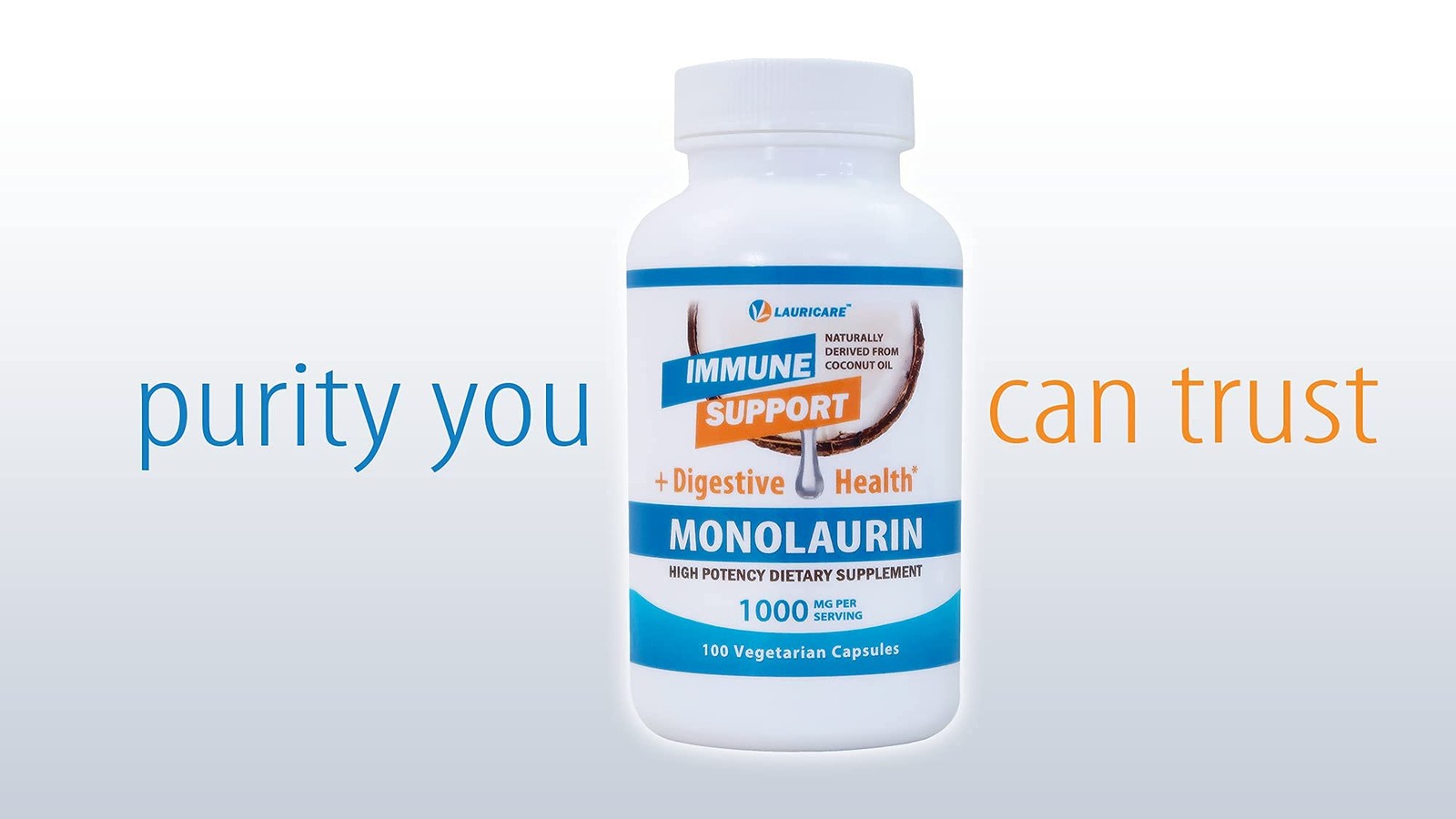 Lauricare Monolaurin Supplement for Immune Support – 100 Count (Pack of 1)