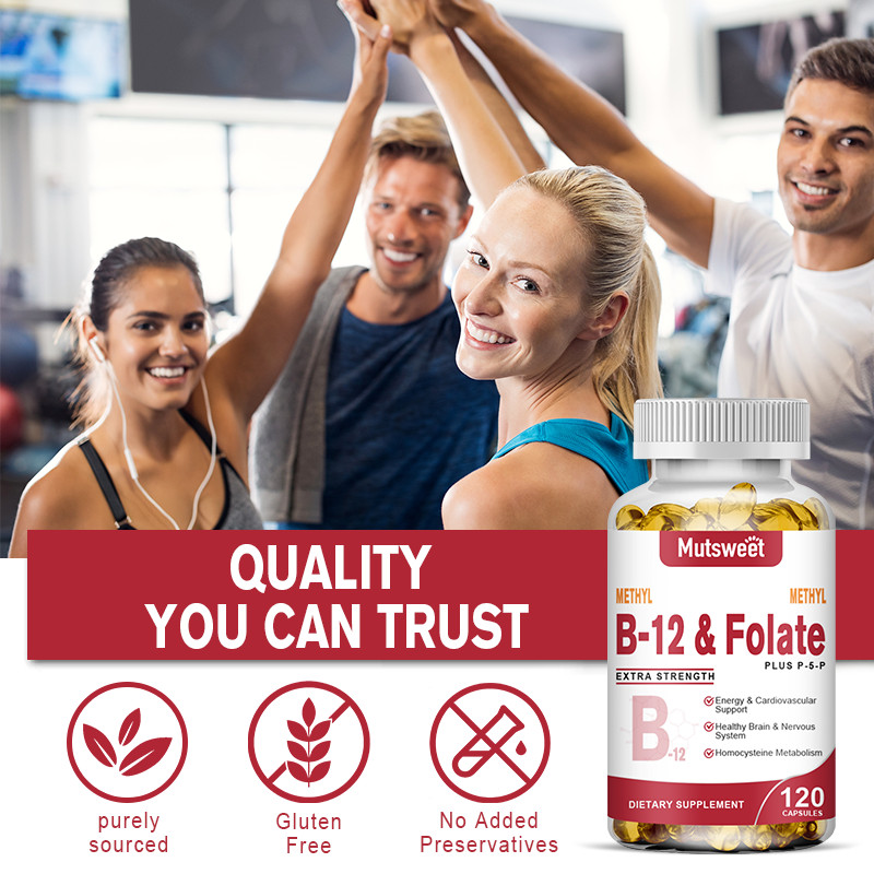 Methyl B-12 & Methyl Folate Plus P5P Vitamin B6, B12, Extra Strength,120 Pills