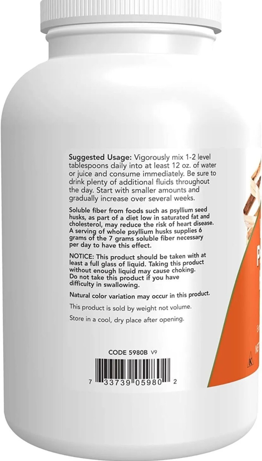Now Foods Whole Psyllium Husk Husks Soluble Fiber, 12 oz,EXP 11/2026.