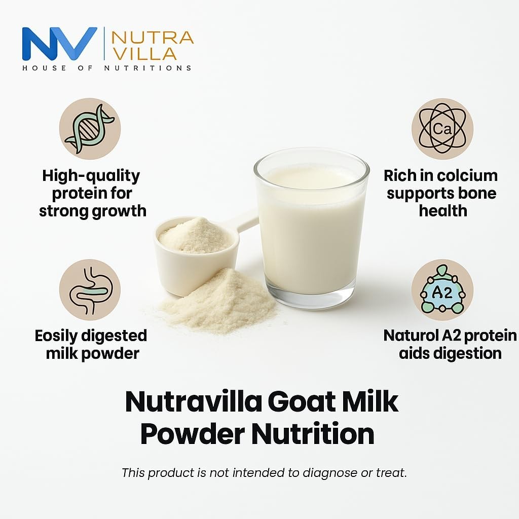 NutraVilla Goat Milk Powder | Easy to Digest, Rich Calcium & Protein | Mild Lact