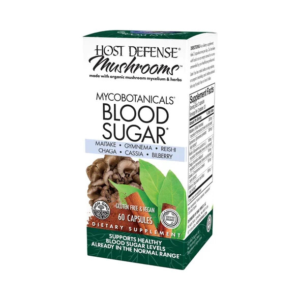 Host Defense MycoBotanicals Blood Sugar 60 Veg Caps Organic Fungi Perfecti