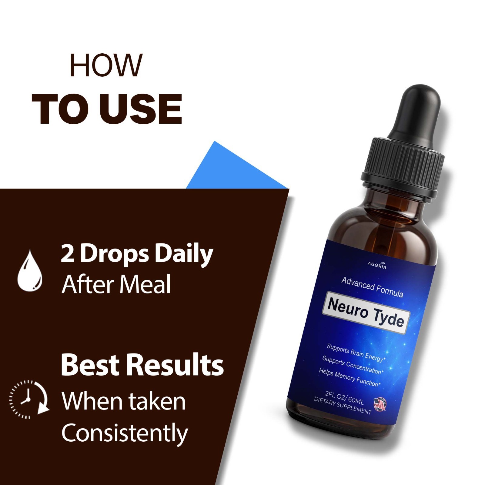 (1 Pack) Neuro Tyde Nootropic Brain Health Support Drops, NeuroTyde Brain Drops