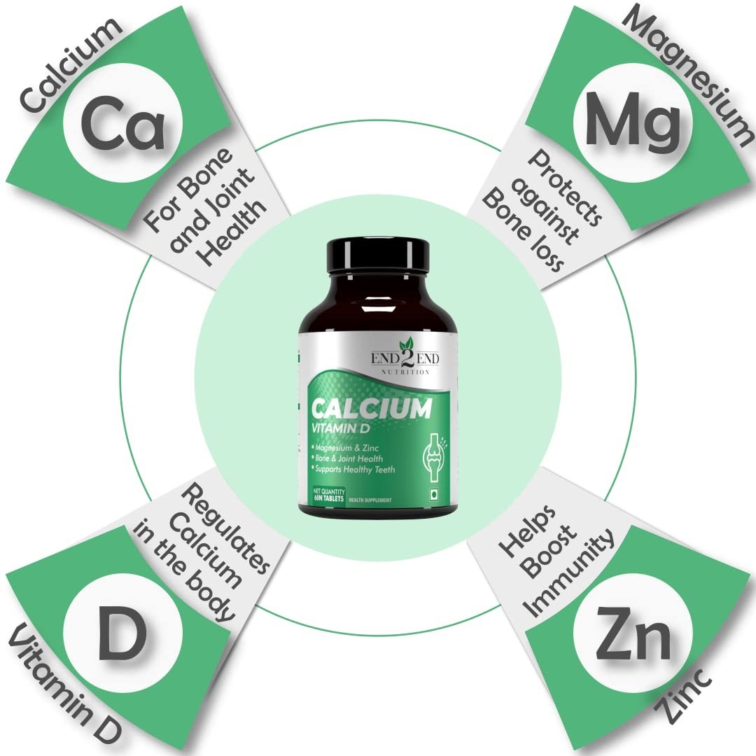 3 Pack End2.End Nutrition Calcium Zinc D 360 Tablets Veg