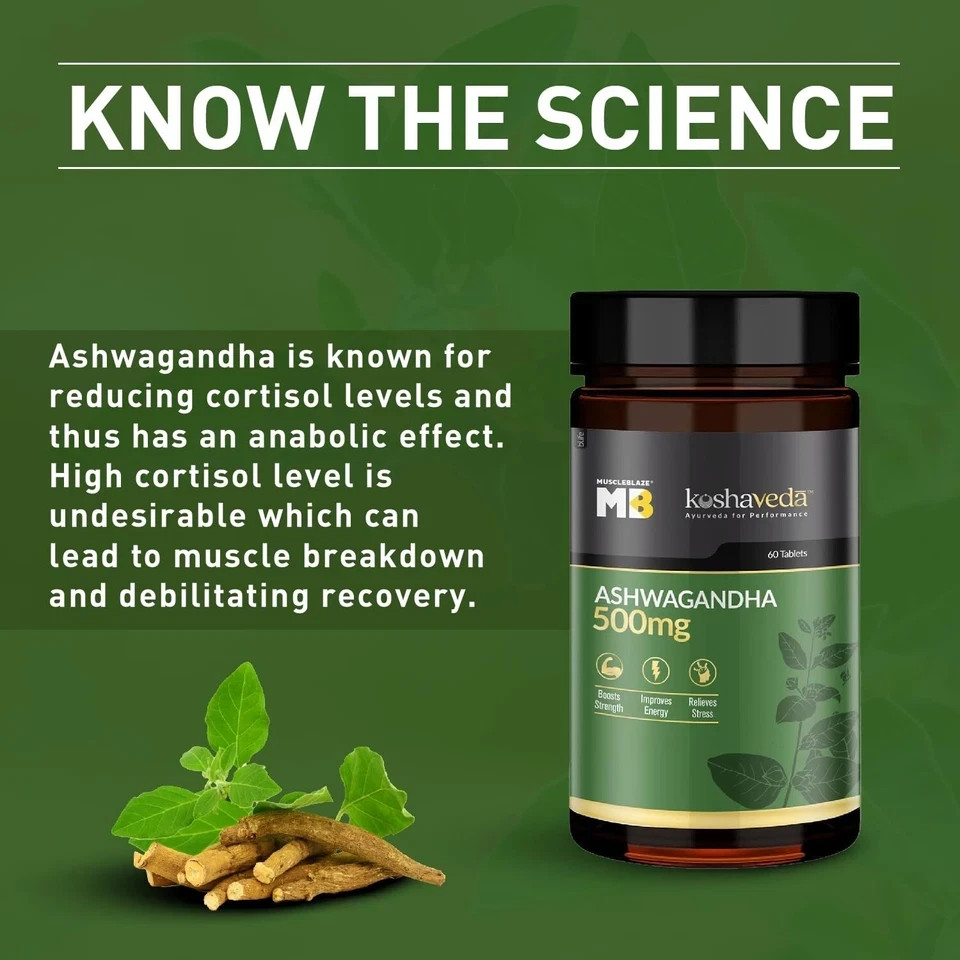 MuscleBlaze Koshaveda Ashwagandha 500mg For Enhance Performance & Strength 120pc