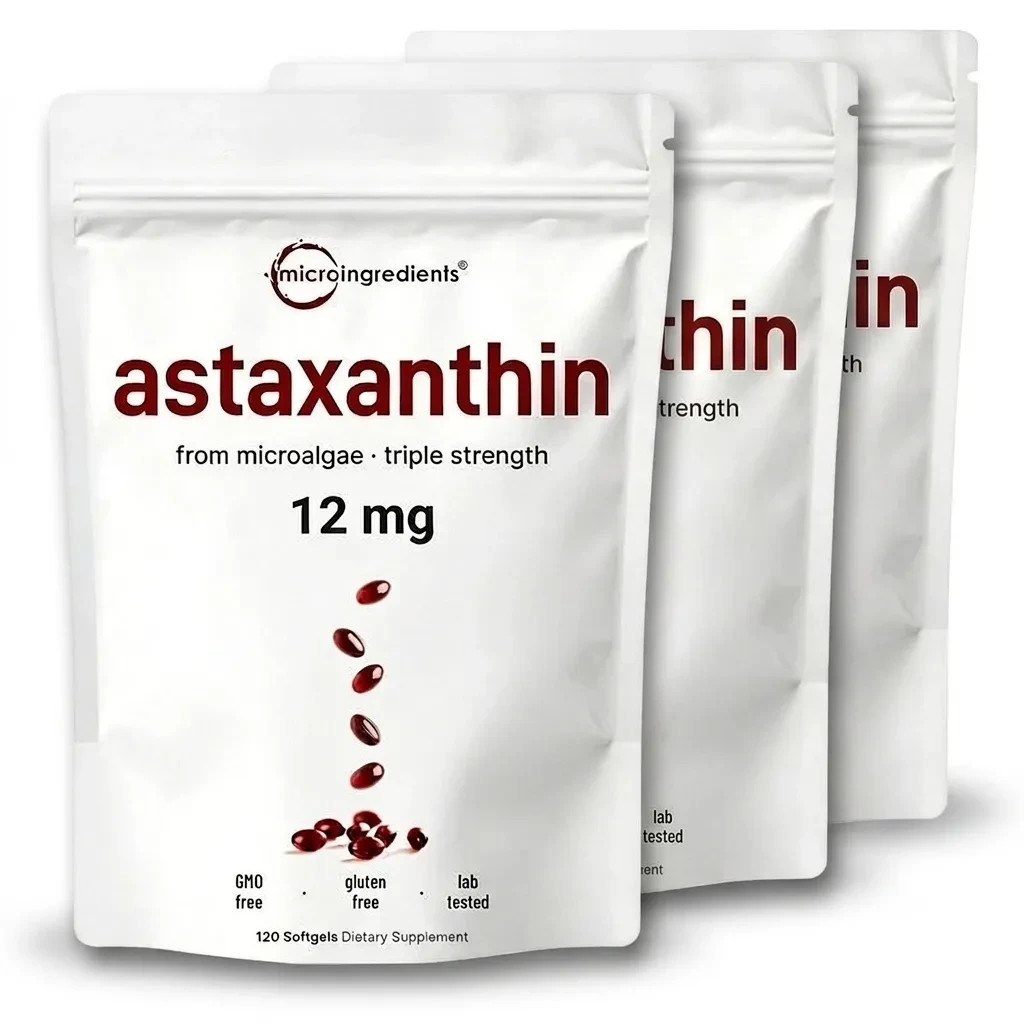 3 Pack Astaxanthin 12mg, 120 Softgels, 4 Month Supply NEW