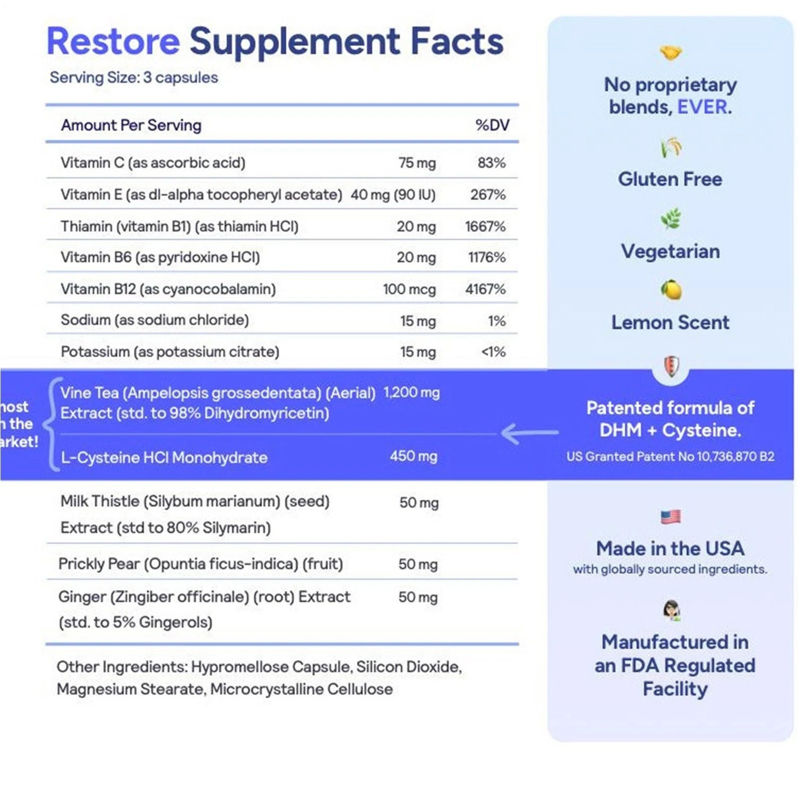 Cheers Restore Supplement w DHM + L-Cysteine After-alcohol Aid Support Your Live