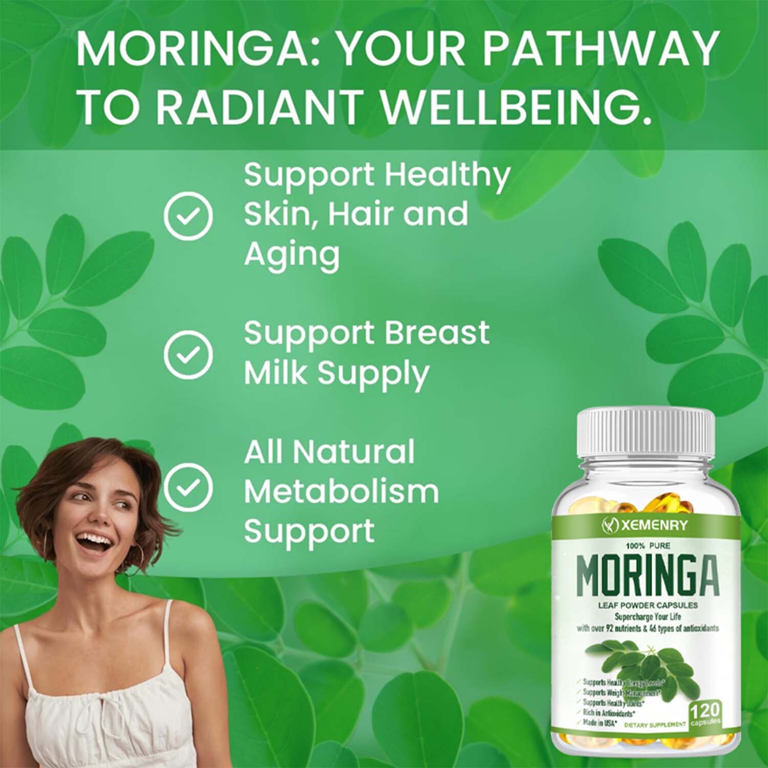 Moringa Capsules- Weight Management, Immune Booster, Energy & Metabolism Support