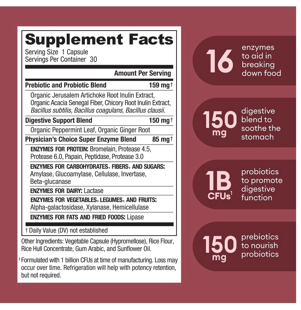 Physician’s Choice Digestive Enzymes, Digestive & Gut Health, Bloating & Meal..