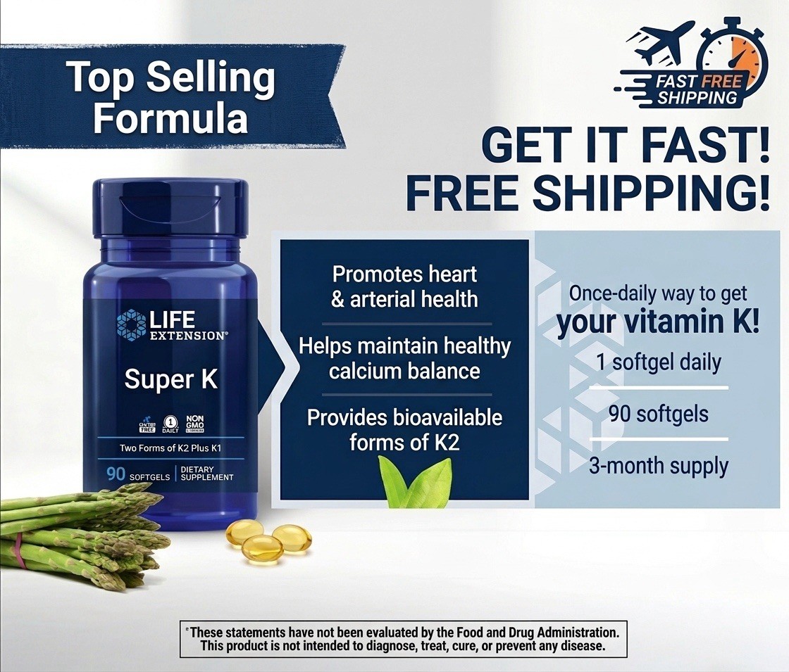 Life Extension Super K, Advanced K2 Complex (MK-7) K1, Heart & Bone Health