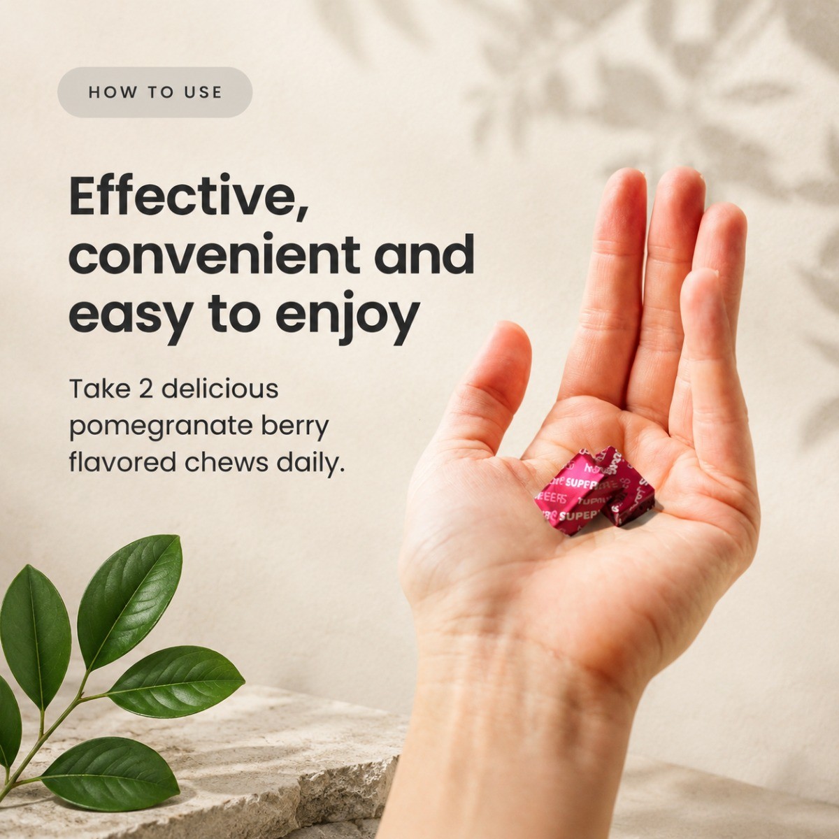 HumanN SuperBeets Pomegranate Berry Chews, 2X BP Support with Grape Seed Extract