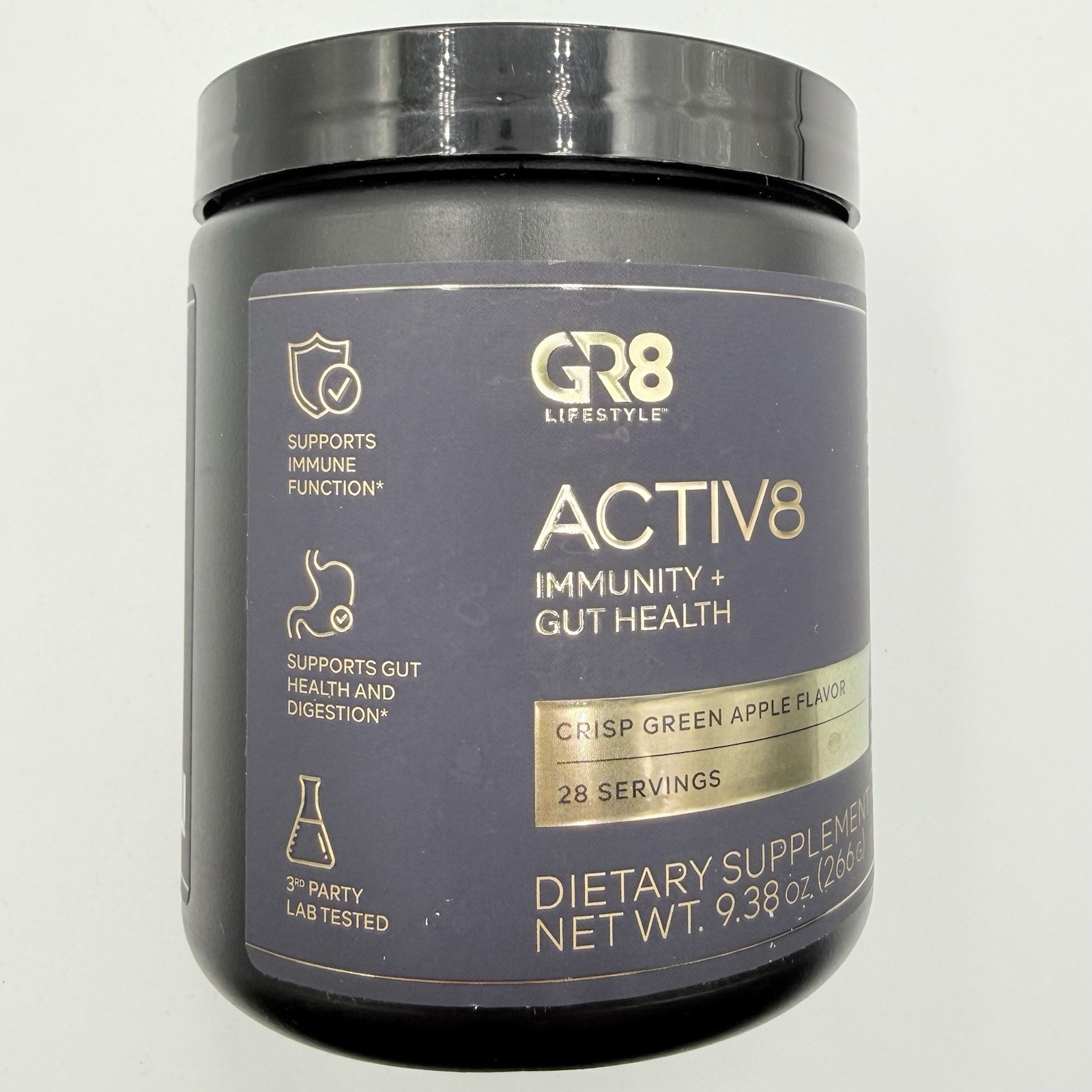 GR8 Lifestyle Activ8 Immunity Gut Health Crisp Green Apple 28 Servings EXP 2027