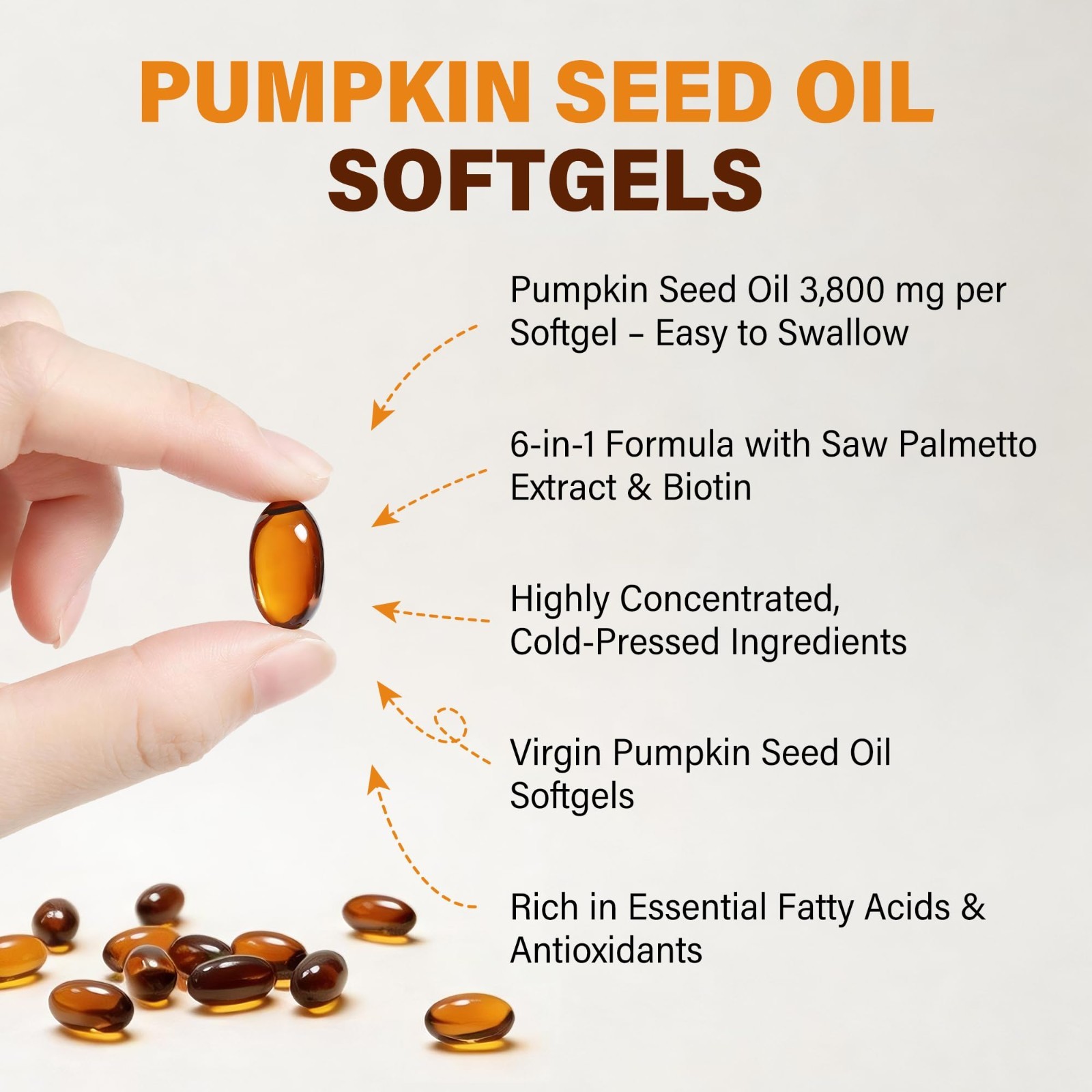 Pumpkin Seed Oil & Saw Palmetto 3800mg, 240 Softgels – Hair Growth & Prostate Su