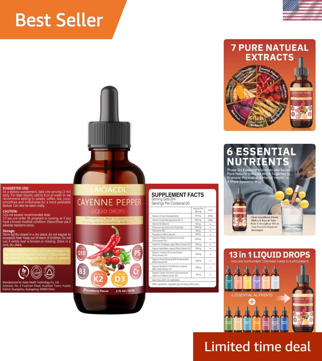 Natural Cayenne Pepper and Berberine Drops – Supports Bone Health & Metabolism