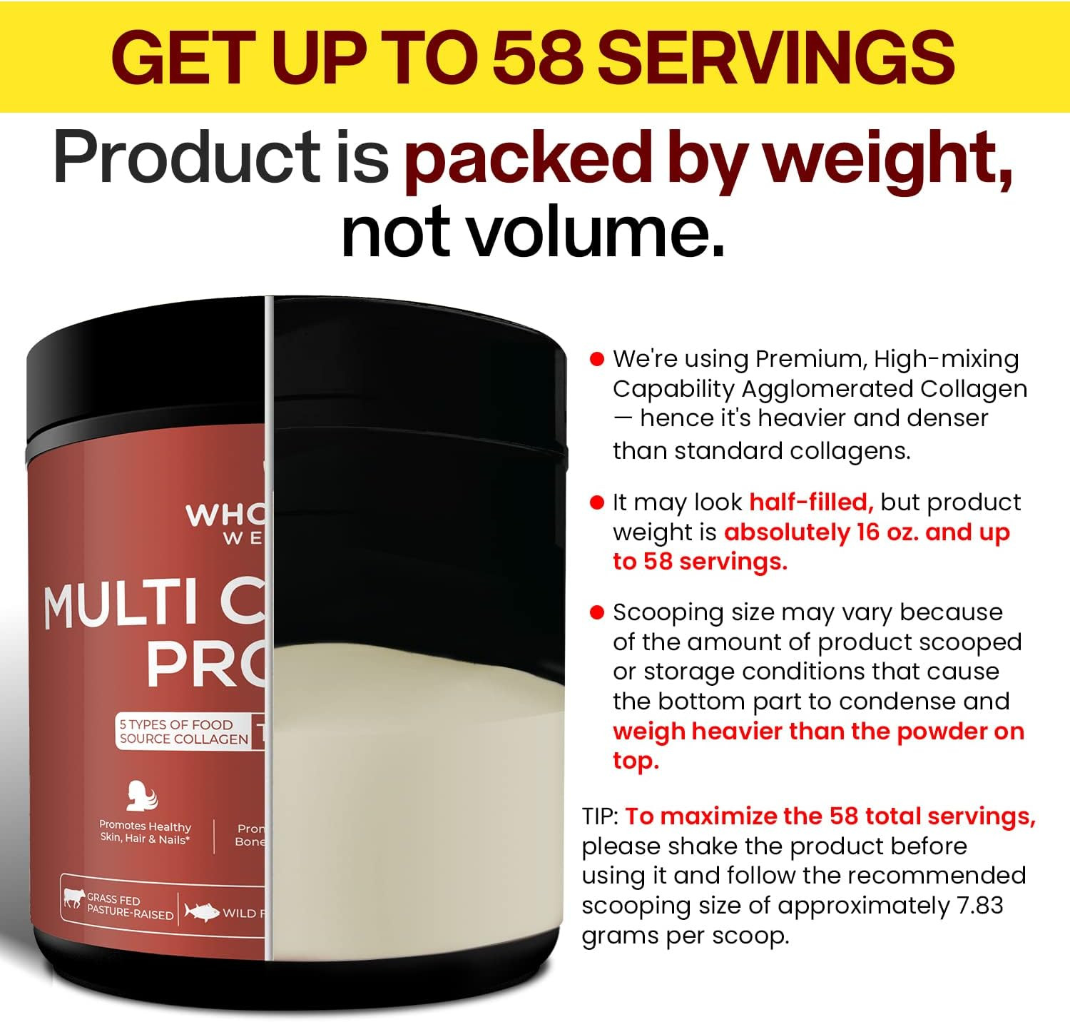 Wholesome Wellness Multi Collagen Protein Powder Hydrolyzed (Type I II III V X)