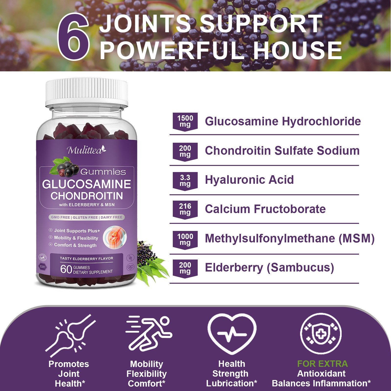 120pcs Glucosamine Chondroitin MSM Gummies Triple Strength Joint Support