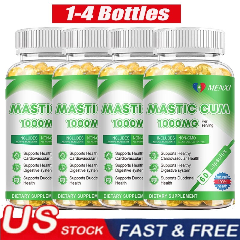 1-4 Packs Mastic Gum Capsules 1000mg per Serving Support Digestive, Gut Health