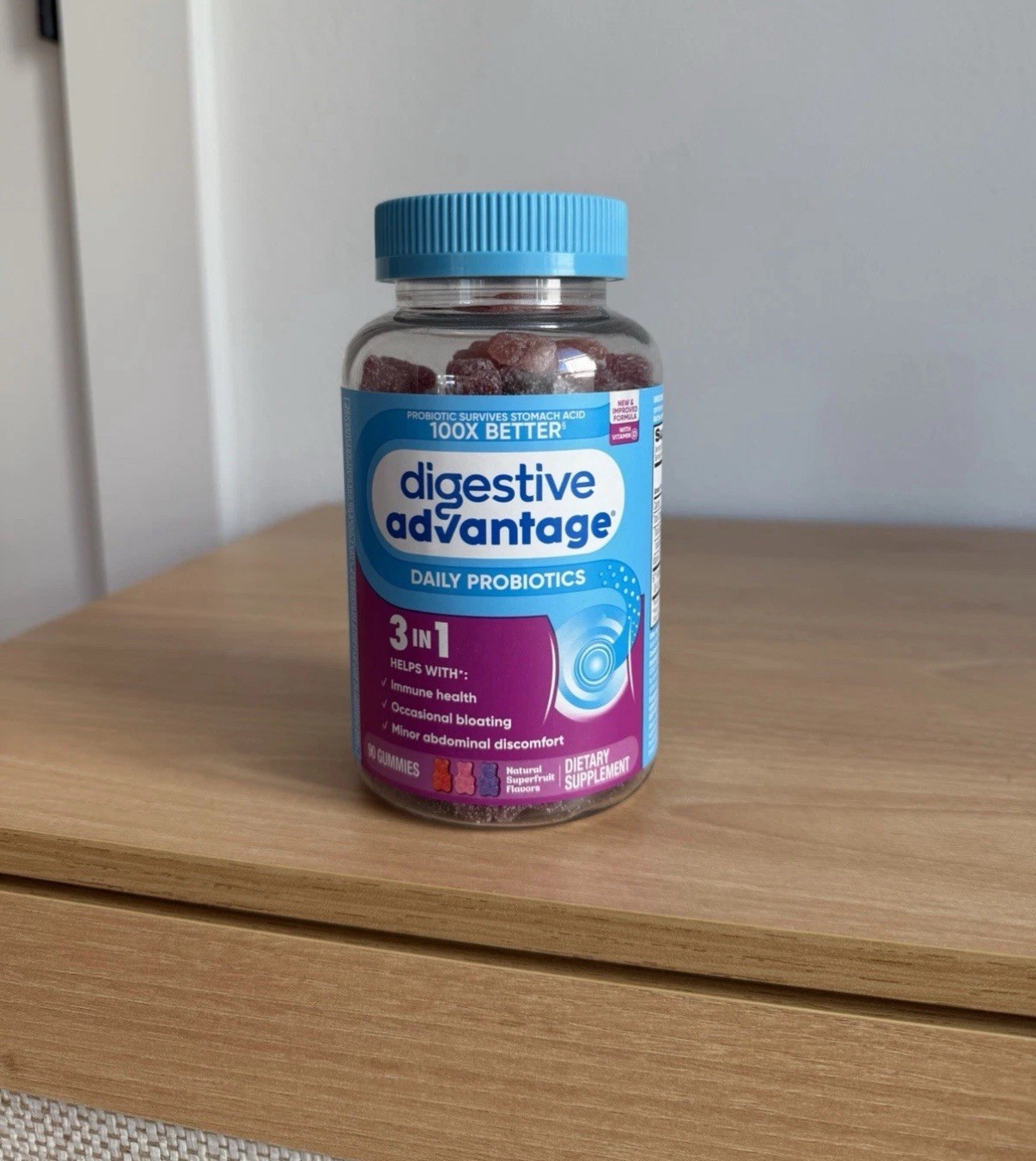 Daily Probiotic Gummies For Digestive Health & Gut Health 90Ct Superfruit Flavor