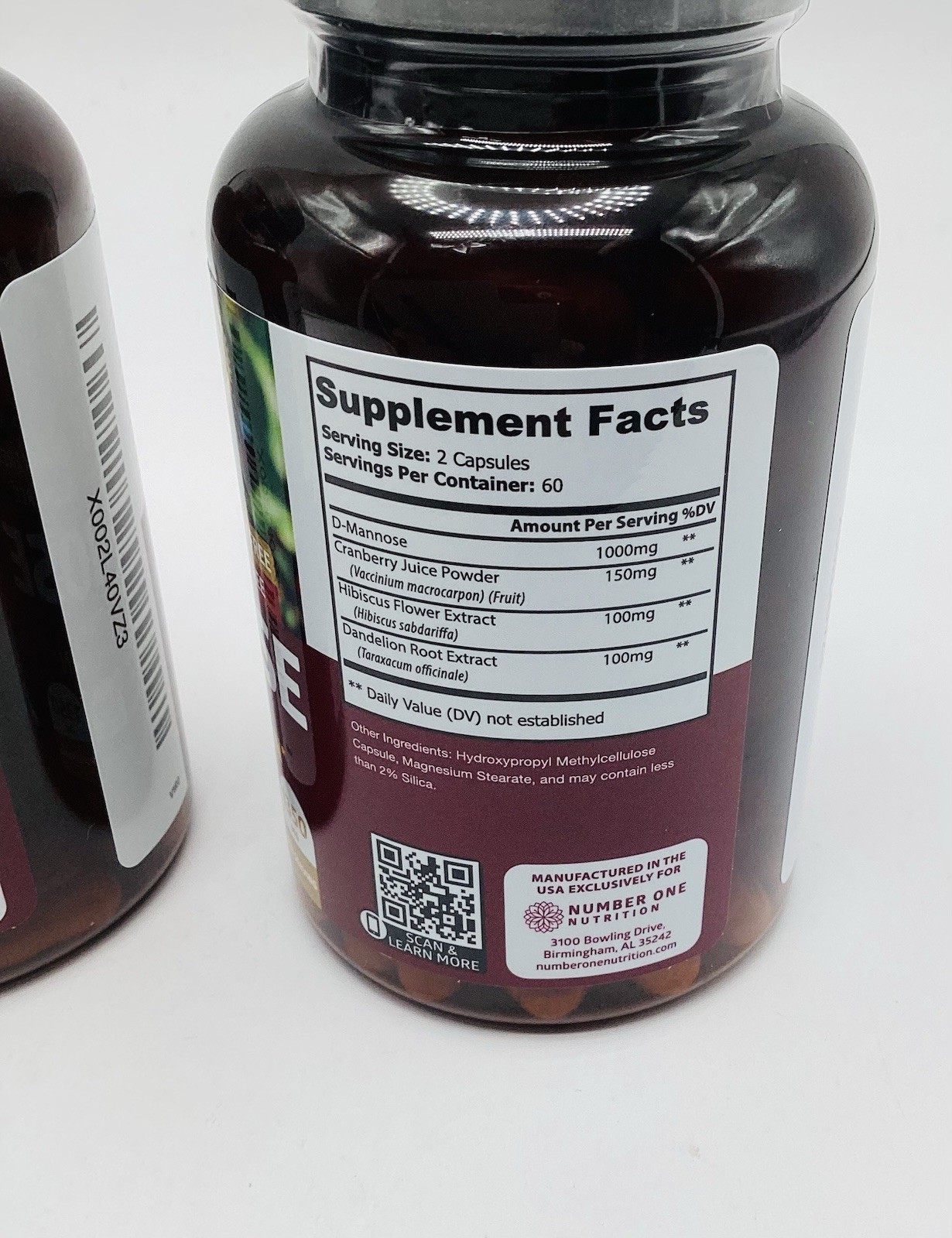 D-Mannose with Cranberry, Hibiscus & Dandelion – 120 Veg Caps – EXP 06/2028