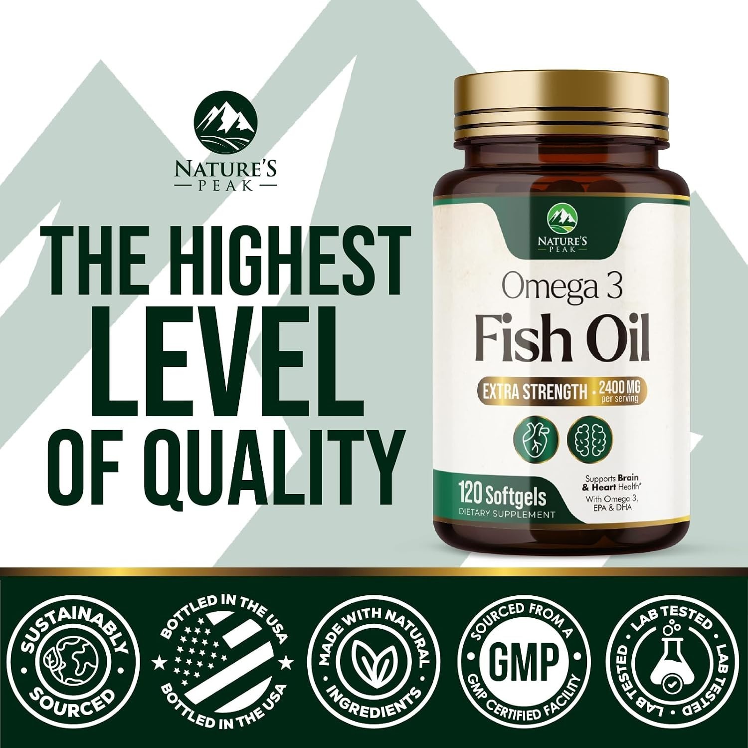 Omega 3 Fish Oil 2400mg EPA DHA Triple Strength 120 Softgels