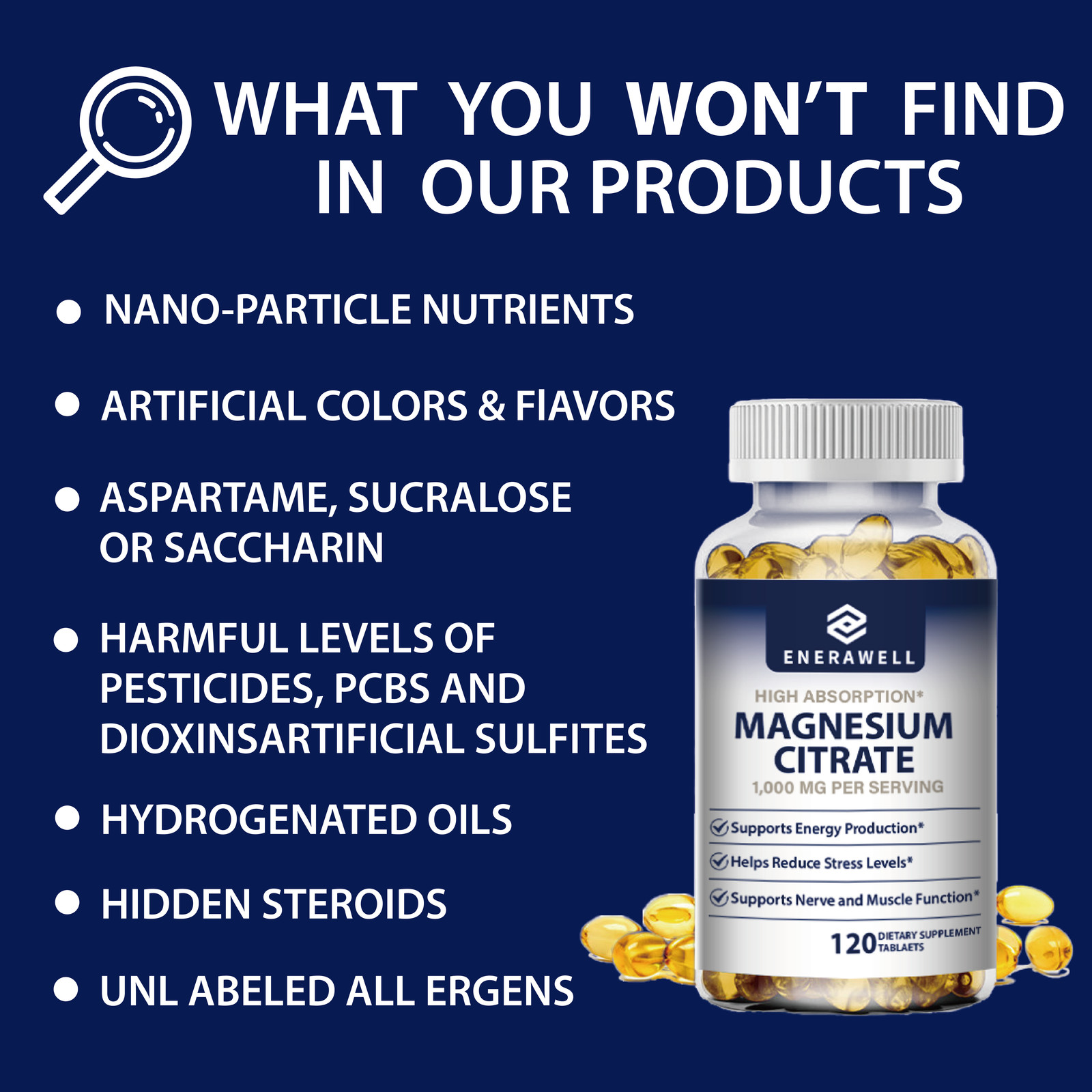3 Bottles Magnesium Citrate 1000mg Capsules Super Strong Effective | 02/07/2027
