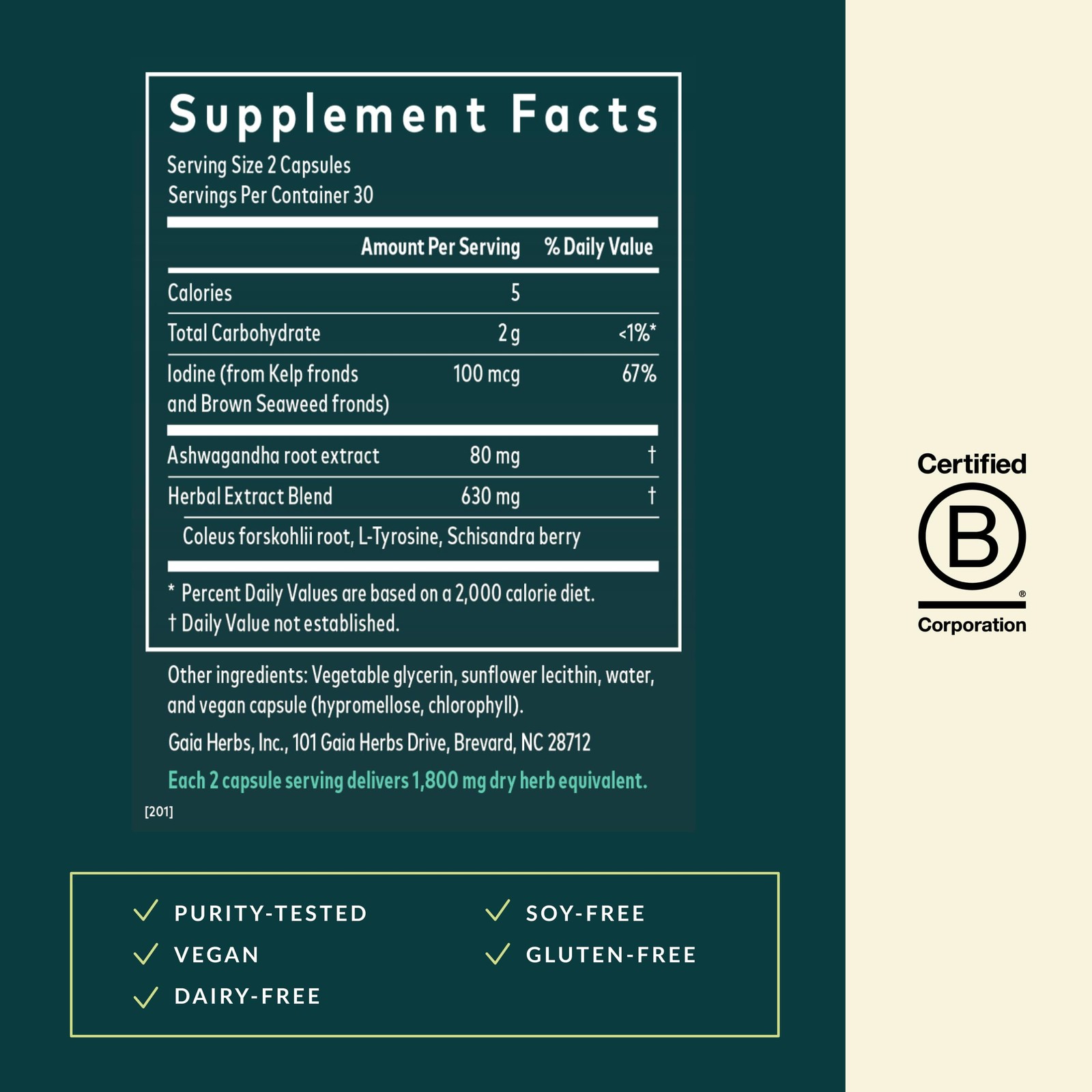 Gaia Herbs Thyroid Support – Made with Ashwagandha, Kelp, Brown Seaweed & Sch…