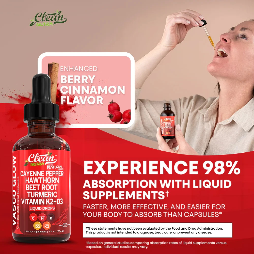 Clean Nutra Cayenne Pepper Supplement Liquid Drops + Hawthorn Berry