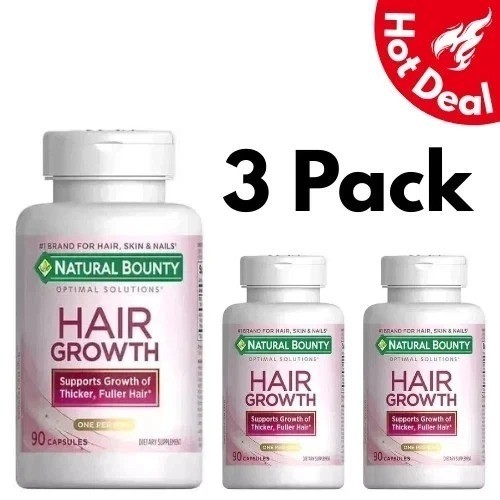 3 Pack Nature’s Bounty Hair Growth Supplement 90 Capsules – Strong Healthy Hair
