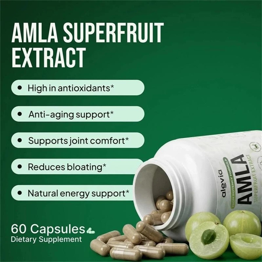 3X Alevia Organic Amla Capsules 1000mg Indian Gooseberry Antioxidant Supple 60c